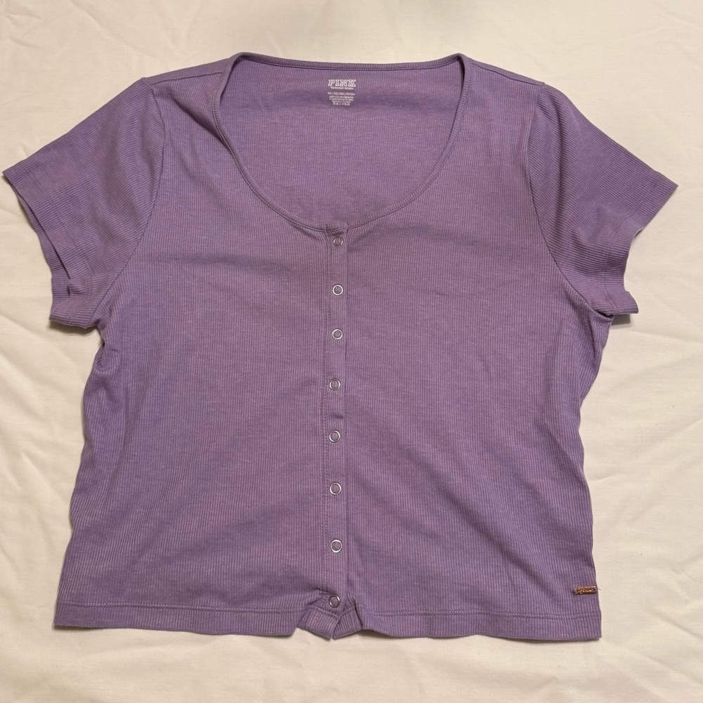 PINK Victoria's Secret, Lavender Button-Down Crop Too Shirt